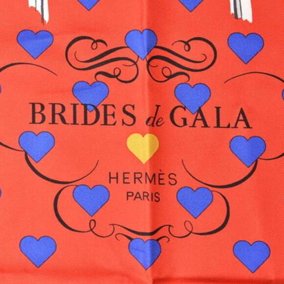 HERMES Authentic Red Silk Love Scarf - Picture 4 of 8